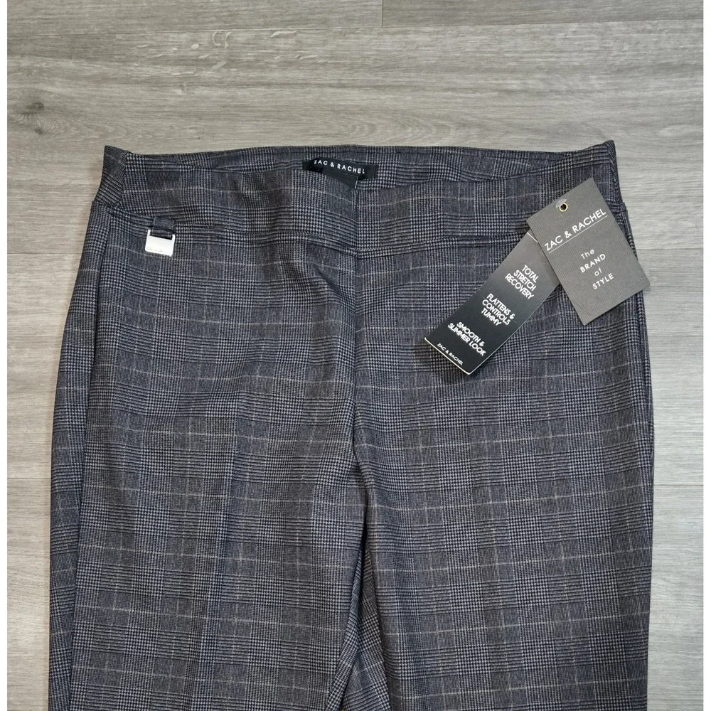 NWT Zac & Rachel Womens Stretch Figure Defining Pull On Pants Plaid Size Large - Picture 3 of 12